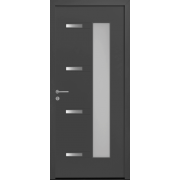 Porte d'Entrée Aluminium Dormelle Vitrage Rectangle & Décors Alu Brossé Sur Mesure