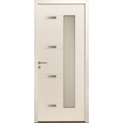 Porte d'Entrée Aluminium Dormelle Vitrage Rectangle & Décors Alu Brossé Sur Mesure