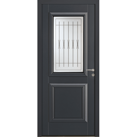 Porte d'Entrée Aluminium Ariane Vitrage Décors Barreaux Sur Mesure