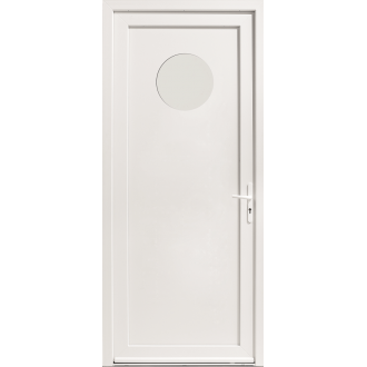 Porte d'Entrée PVC Ionis Hublot Vitrage Sablé Dépoli