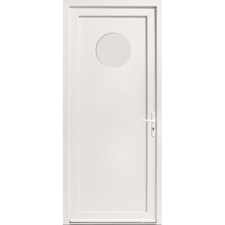 Porte d'Entrée PVC Ionis Hublot Vitrage Sablé Dépoli