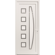 Porte d'Entrée PVC Solano Vitrage Demi-Lune + 5 Carrés Sablé Dépoli