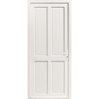 Porte d'Entrée PVC Caparis P Pleine Blanc, Gris, Beige ou Chêne Sur Mesure