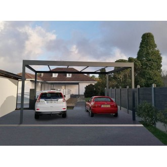 Structure Seule Carport Toit Plat Aluminium Auto-Portée (pour toiture polycarbonate, panneau sandwich, solaire photovoltaique)