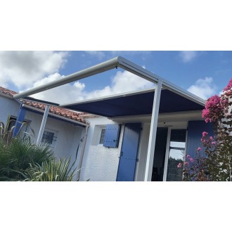 Store banne sur pieds toile ardoise