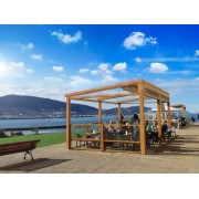 Pergola Toile Rétractable S-Luxe Sauleda® Technical Auto-portée Laquée Finition Bois