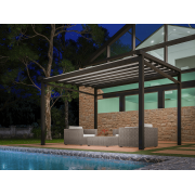 Pergola Toile Rétractable S-Luxe Sauleda® Technical Etanche 4 Poteaux Gris 7016