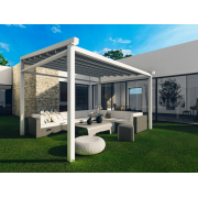 Pergola Toile Rétractable Blanche S-Luxe Sauleda® Technical Etanche 4 Poteaux