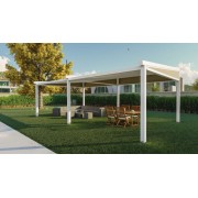 Pergola Toile Rétractable S-Luxe Soltis w96 Ferrari® Etanche 2 Modules - 6 Poteaux Electrique 