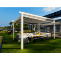 Pergola Toile Rétractable S-Luxe Ferrari® Soltis W96 Micro-Perforée Auto-portée Électrique (Télécommande) Sur Mesure
