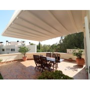 Pergola Suspendue 4x5m Toile Rétractable S-Luxe Soltis w96 Ferrari® Etanche Electrique