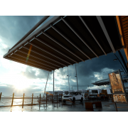 Pergola Suspendue (Sans Poteaux) Toile Rétractable S-Luxe Soltis w96 Ferrari® Etanche Electrique