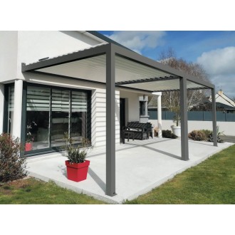 Pergola bioclimatique S3 4x3m lames parallèles adossée