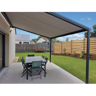 Store banne sur pieds toile ardoise acrylique