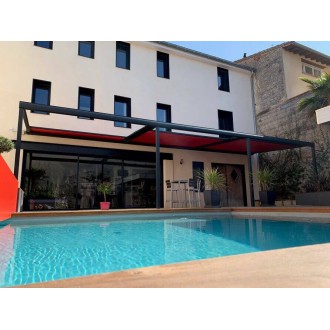 Pergola toile enroulable dickson micro-perforée rouge