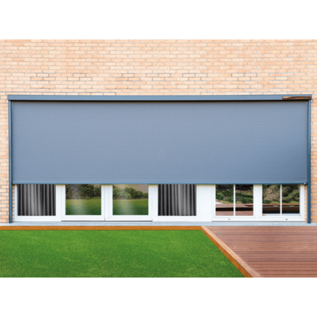 Rideau ZIP Extérieur Solaire Gris Anthracite sur Porte-Fenêtre