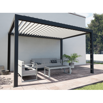 Pergola bioclimatique S3 autoportante 4x3m lames perpendiculaires