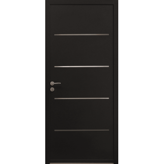 Porte d'Entrée Aluminium 80 Enora Design Pleine & Décor Alu Brossé Sur Mesure