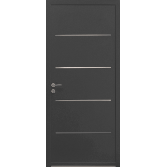 Porte d'Entrée Aluminium 80 Enora Design Pleine & Décor Alu Brossé Sur Mesure