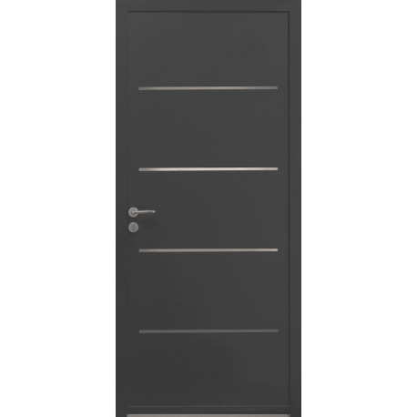 Porte d'Entrée Aluminium 80 Enora Design Pleine & Décor Alu Brossé Sur Mesure