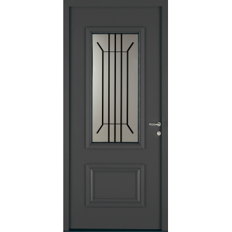 Porte d'Entrée Aluminium 80 Zina Vitrage Décors Barreaux Sur Mesure