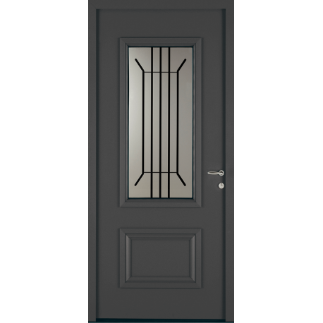 Porte d'Entrée Aluminium 80 Zina Vitrage Décors Barreaux Sur Mesure