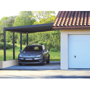 Carport Aluminium Adossé 7x3.8m, 1 Poteau Supplémentaire en Option