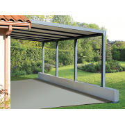 Carport Adossé 7x3.8m Panneaux Sandwich avec 1 Poteau Supplémentaire en Option