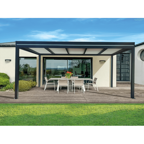 Pergola Aluminium Toit Plat Panneaux Sandwich 16mm Autoportée 6x5m