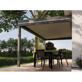 Pergola Aluminium Toit Plat Bac Acier OBX Adossée 5.8x4m