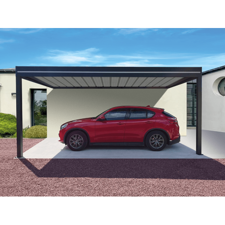 Carport Aluminium Toit Plat Bac Acier Adossé 5.8x4m
