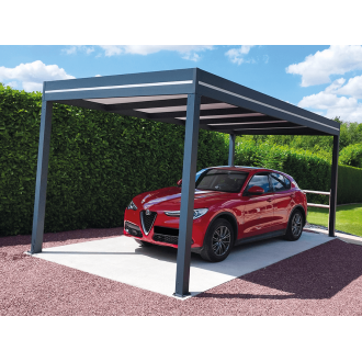 Carport Aluminium Toit Plat Panneaux Sandwich 16mm Autoporté 6x4m