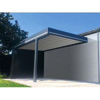 Carport Aluminium Toit Plat Bac Acier Adossé 5.8x4m