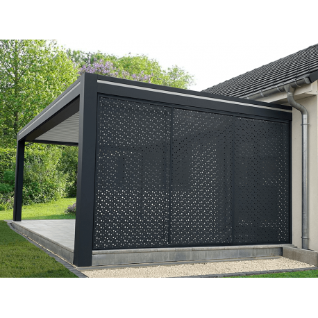 Claustra Fixe Pergola 4.5m Tôle Perforée Motifs Bulles Aluminium