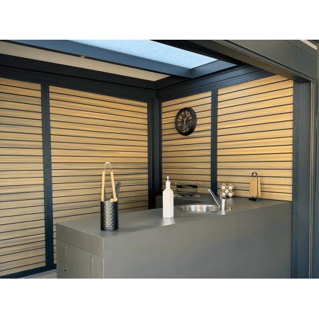 Claustra Fixe Lames Horizontales en Composite pour Pergola