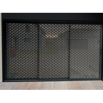 Claustra pour Pergola Coulissant 3 Vantaux Tôle Perforée Motifs Bulles