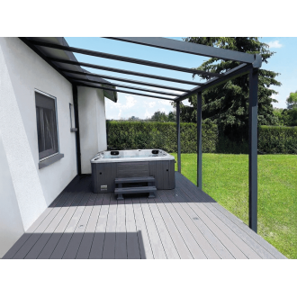 Structure Seule Pergola Pente Aluminium Adossée (pour toiture polycarbonate, panneau sandwich, solaire photovoltaique, verre)