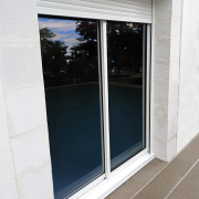 Baie Vitrée Coulissante Aluminium Blanc 2 Vantaux avec Volet Roulant Intégré