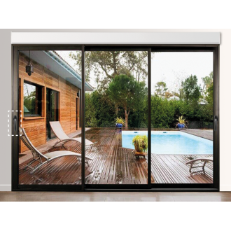 Baie Coulissante 3 vantaux ouvrant principal à gauche avec volet roulant intérieur intégré