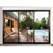 Baie coulissante 3 vantaux ouvrant principal à droite avec volet roulant intérieur intégré