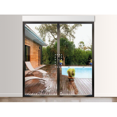 Porte-Fenêtre Aluminium 2 Vantaux (option Ferrage Invisible) avec Volet Roulant Intégré