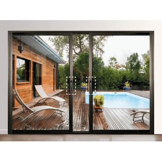 Baie Vitrée à Galandage 2 Vantaux Coulissante Aluminium PROFILS SYSTÈMES Monorail Sur Mesure