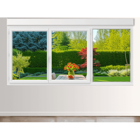 Fenêtre PVC 3 Vantaux (1 Fixe à Droite) avec Volet Roulant Intégré