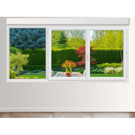 Fenêtre PVC 3 Vantaux (1 Fixe à Gauche) avec Volet Roulant Intégré