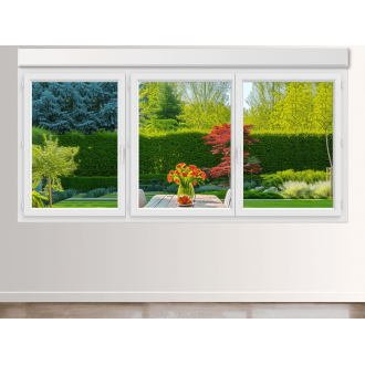 Fenêtre PVC 3 Vantaux VEKA Ouvrants (seul à gauche) avec Volet Roulant Motorisé (Somfy ou Simu) ou Manuel Intégré Sur Mesure