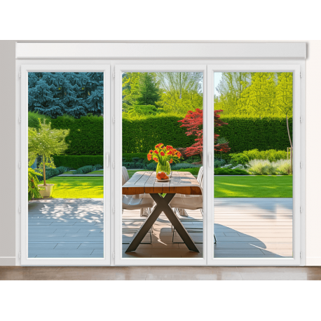 Porte-Fenêtre PVC 3 Ouvrants (Seul à Gauche) avec Volet Roulant Intégré