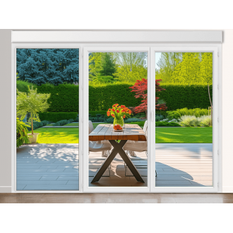 Porte-Fenêtre PVC 3 Vantaux (1 Fixe à Gauche) avec Volet Roulant Intégré