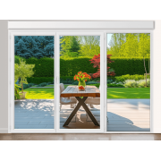 Porte-Fenêtre PVC 3 Vantaux (1 Fixe à Droite) avec Volet Roulant Intégré