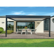 Pergola Aluminium Toit Plat Panneaux Sandwich 62mm Adossée 6x5m