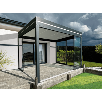 Pergola Aluminium Toit Plat Panneaux Sandwich 62mm Adossée 6x5m